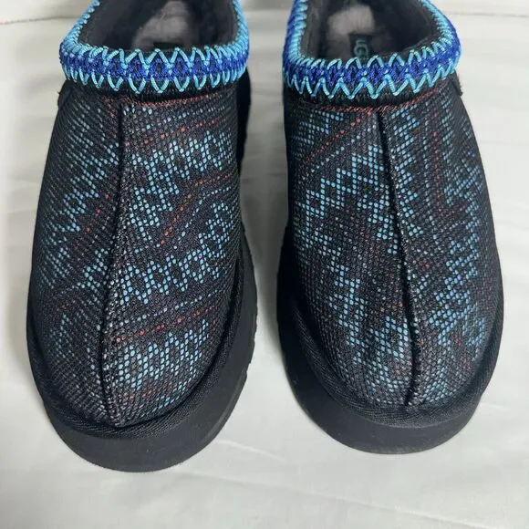 Ugg Tazz Maxi Tasman Slippers Women's 8 Black & Blue Shearling Platform Fleece - Picture 3 of 16